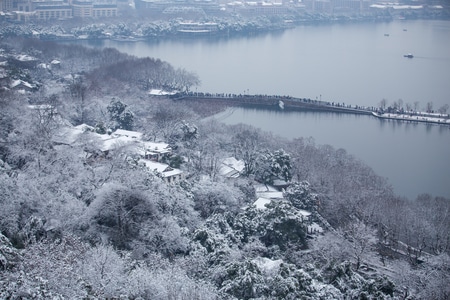 杭州-西湖-断桥残雪-雪景-自然 图片素材