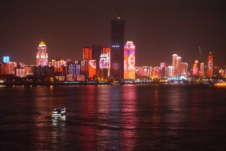 江城-灯光秀-夜景-色彩-节日 图片素材