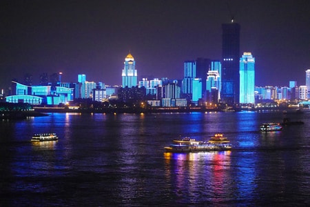 江城-灯光秀-夜景-色彩-节日 图片素材