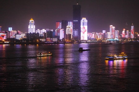 江城-灯光秀-夜景-色彩-节日 图片素材