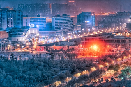 赛博朋克-夜景-街景-明亮-建筑 图片素材
