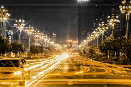 黑金-夜景-街景-明亮-建筑 图片素材