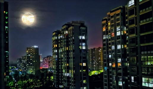 手机拍摄-夜景-城市-灯光-万家灯火 图片素材