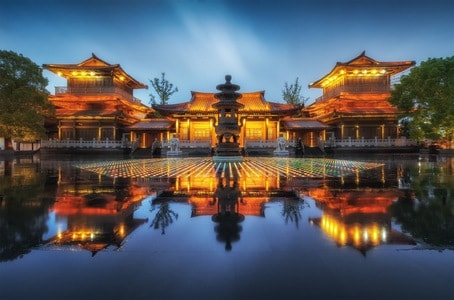 风光-自然-杭州-香积寺-雨夜 图片素材