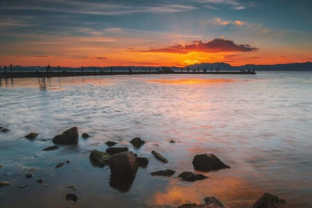 夕阳-湿地-风光-自然风光-自然 图片素材