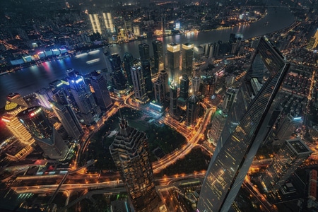 陆家嘴-环球金融中心-城市夜景-上海中心大厦-夜景 图片素材