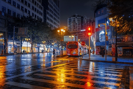 解放碑-重庆-夜景-路-城市 图片素材
