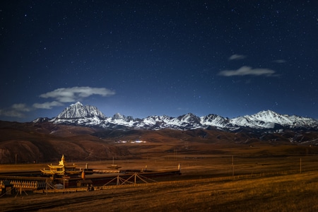 塔公寺-雅拉雪山-星空-塔公草原-川西风光 图片素材