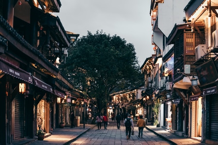 重庆-建筑-夜景-路-磁器口 图片素材