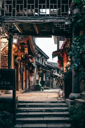 重庆-建筑-夜景-路-磁器口 图片素材