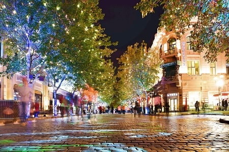 夜景-旅行-夜景-石子路-街道 图片素材