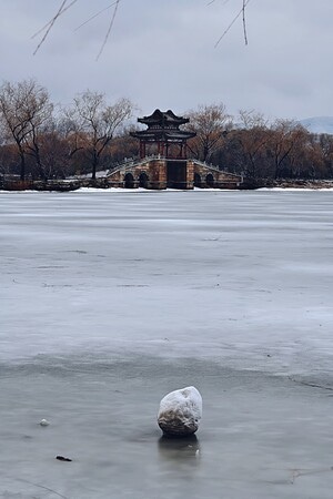 雪-湖-亭-桥-自然 图片素材