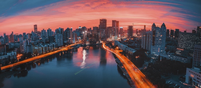 武汉夜景-武汉东湖-武汉双湖-汉街-调色 图片素材