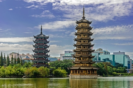 日月双塔-菜刀摄影-建筑-城市-古建筑 图片素材