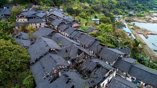 古建筑-小青瓦屋面-老街-航拍视觉-建筑群 图片素材