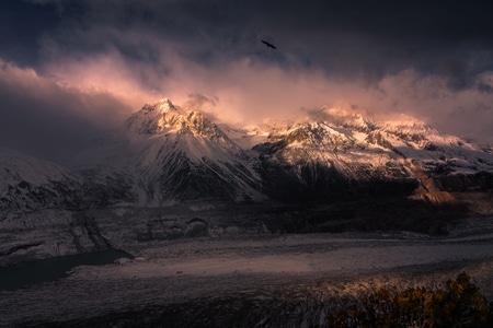 风光-雪山-西藏-秋色-树林 图片素材