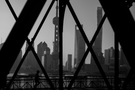 上海-外白渡桥-电脑传图-黑白-城市 图片素材