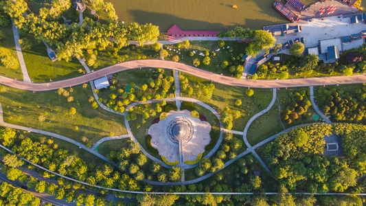 西安-航拍-著名景点-大疆御air2-大唐芙蓉园 图片素材