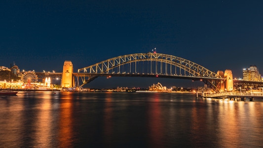 澳大利亚-悉尼-夜景-灯光-海湾 图片素材