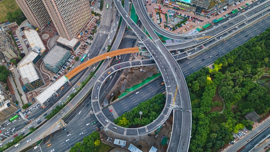 航拍-大疆御air2-西安-高视角-道路 图片素材