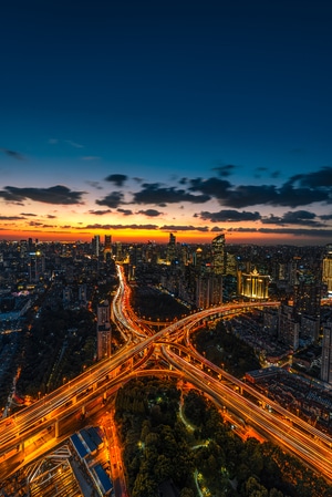 上海-城市-夜景-车流-风光 图片素材