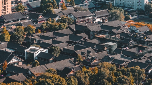 文殊院-成都-爬楼-索尼-城市建筑 图片素材