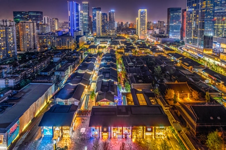 成都-夜景-chapa-爬楼-俯视 图片素材