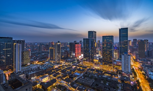 成都-夜景-chapa-爬楼-俯视 图片素材