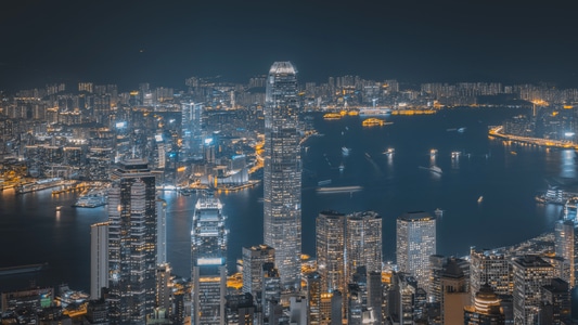 香港-现代化-城市-长曝-夜景 图片素材