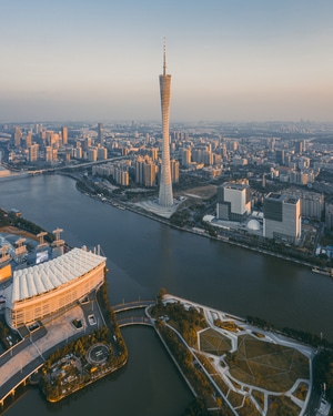 广州-珠江新城-阳光-傍晚-日落 图片素材