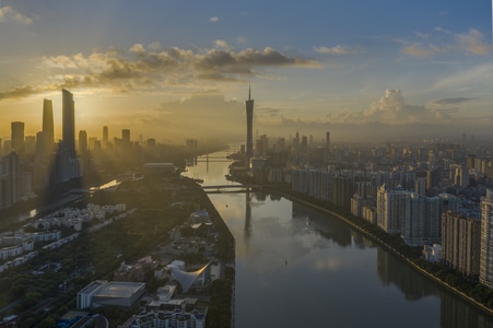 广州-珠江新城-早上-阳光-cbd 图片素材