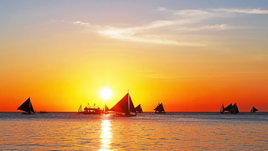 宅家-风光-电脑传图-海滩-夕阳 图片素材