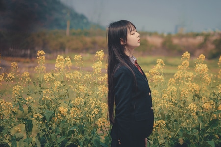 睛天-油菜花-郴州约拍-jk-后期 图片素材
