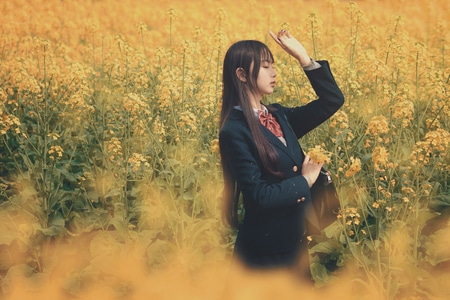 睛天-油菜花-郴州约拍-jk-后期 图片素材