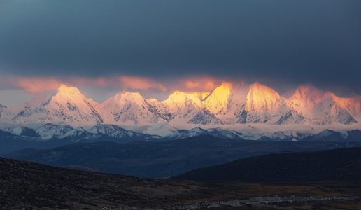贡嘎-贡嘎山-夕照-夕照贡嘎-贡嘎群峰 图片素材