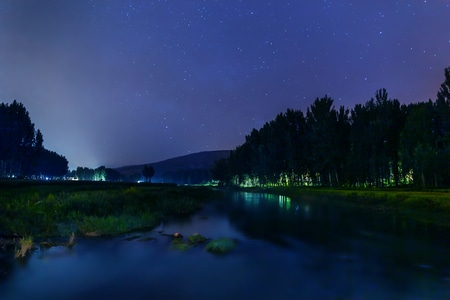 唐县-夜晚-星空-小河-河水 图片素材