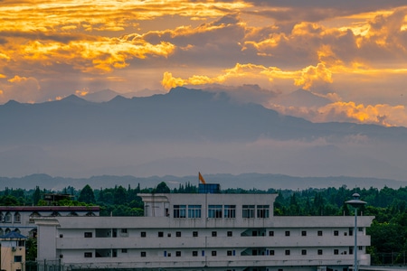 成都-温江-日出-日落-夕阳 图片素材