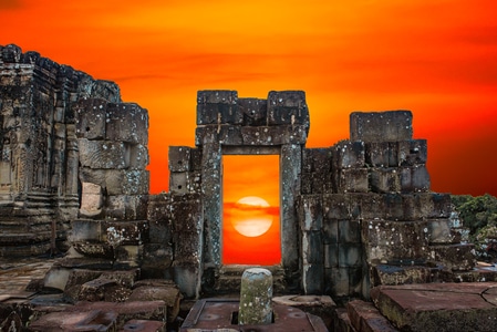 夕阳-建筑-历史-遗迹-柬埔寨 图片素材