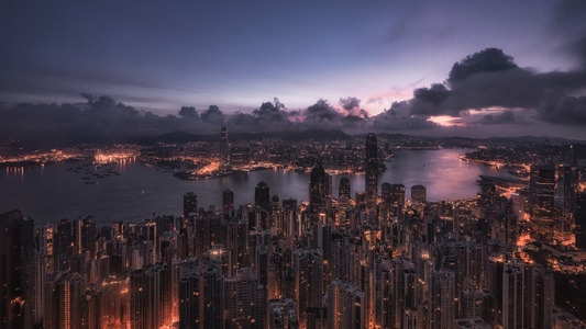 夜色-城市风光-建筑-都市-香港 图片素材