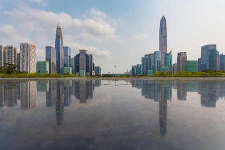深圳-市民中心-平安金融中心-倒影-大百汇广场 图片素材