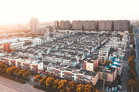 上海-城市-小区-建筑-早晨城市 图片素材