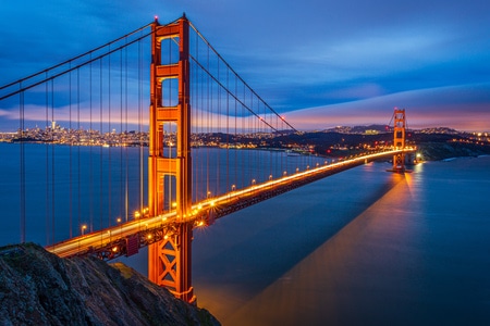 桥-夜色-城市色彩-金门大桥-旧金山 图片素材