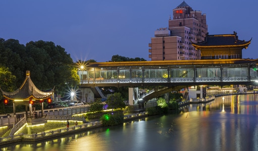 电脑传图-桥-建筑-河流-夜景 图片素材