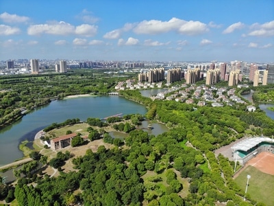 航拍-公园-大疆-dji-河 图片素材