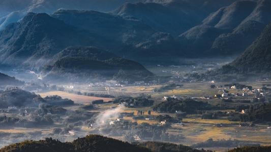 风光-清晨-云雾-霞光-山 图片素材