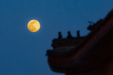 天空-月亮-满月-十五-建筑 图片素材