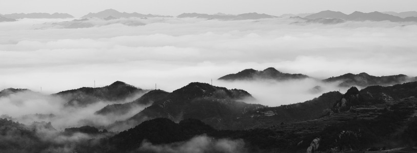 云雾-风景-自然-黑白-天台山 图片素材