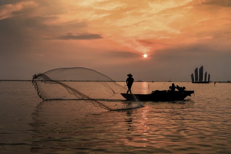 风景-夕阳-逆光-色彩-洪泽湖 图片素材