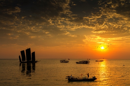 风景-日落-逆光-洪泽湖-帆船 图片素材