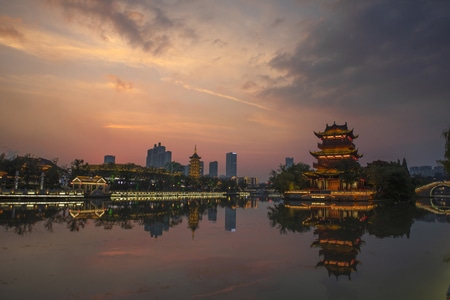 风景-日落-晚霞-华灯初上-暮色 图片素材